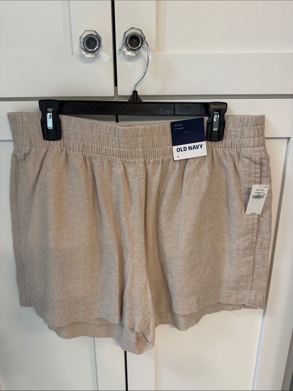 Old Navy Beige Elastic-Waist Linen-Blend Casual Shorts